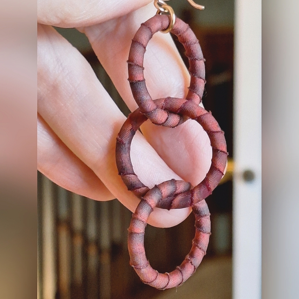 Ribbon Triple Loop Dangle Earrings